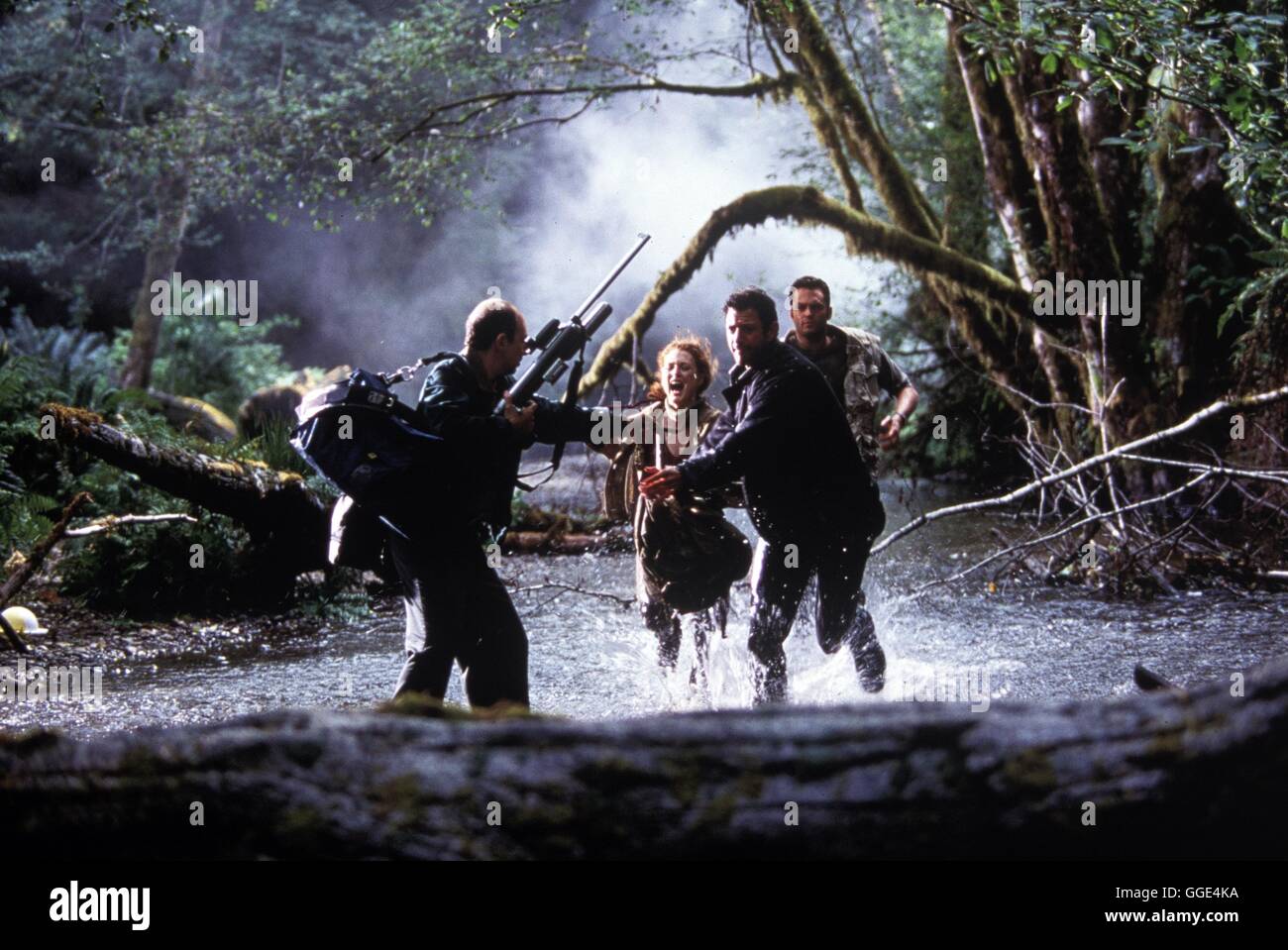 THE LOST WORLD: JURASSIC PARK / USA 1997 / Steven Spielberg Filmszene Mit RICHARD SCHIFF (Eddie), JULIANE MOORE (Sarah), JEFF GOLDBLUM (Ian Malcolm), VINCE VAUGH (Nick Van Owen)-Regie: Steven Spielberg Stockfoto