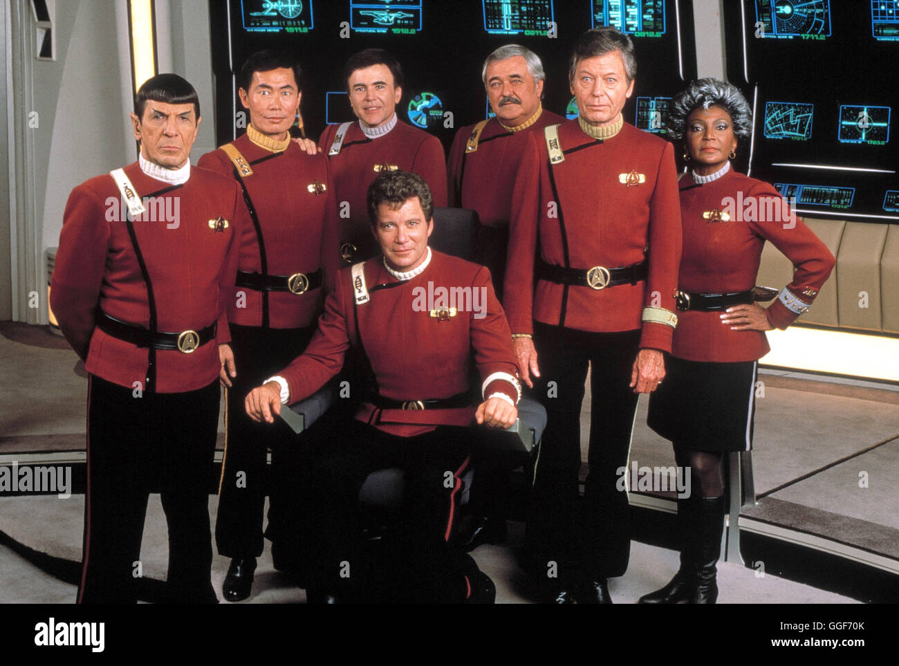 STAR TREK V - AM RANDE DES UNIVERSUMS / Star Trek V - The Final Frontier USA 1989 / William Shatner LEONARD NIMOY, GEORGE TAKEI, WALTER KOENIG, WILLIAM SHATNER, JAMES DOOHAN, DEFOREST KELLEY, NICHELLE NICHOLS in "Star Trek V - bin Rande des Universums", 1989. / Regie: William Shatner aka. Star Trek V - The Final Frontier Stockfoto
