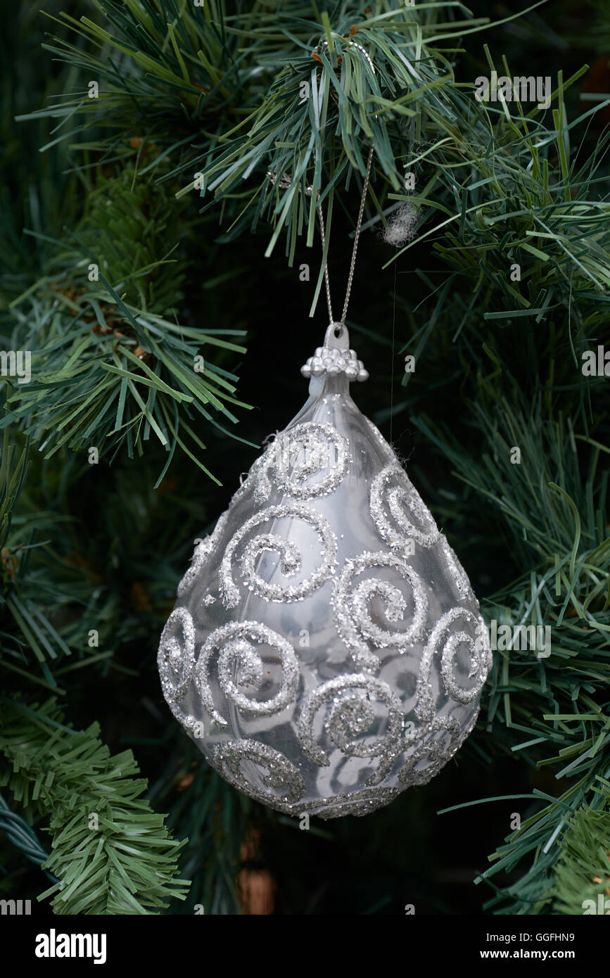 Closeup von Weihnachtsschmuck für den Weihnachtsbaum Stockfoto