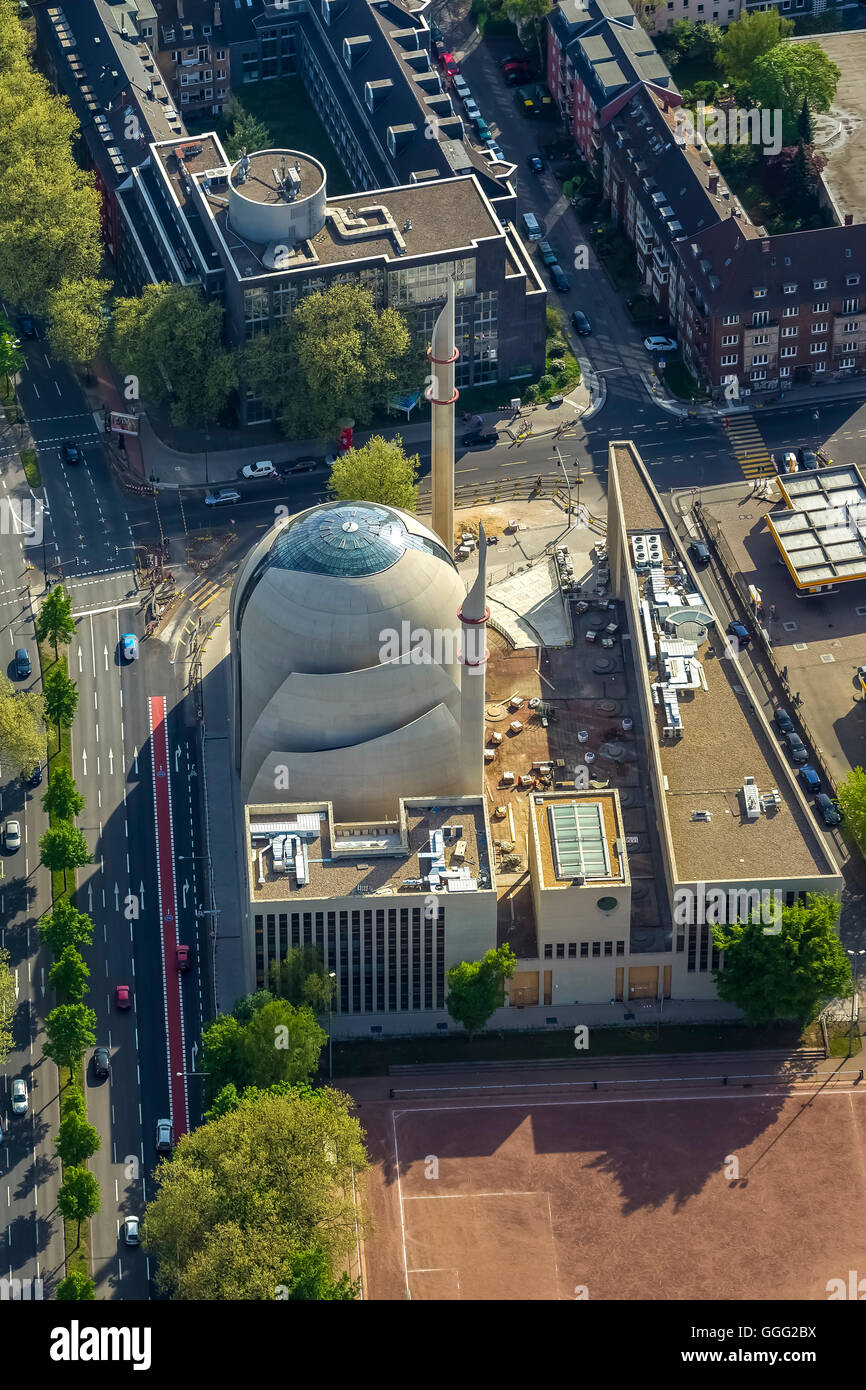 Luftaufnahme, Köln Zentralmoschee in Köln-Ehrenfeld, Türkisch-Islamische Union für religiöse Angelegenheiten (DİTİB) als Central Mosque, Stockfoto