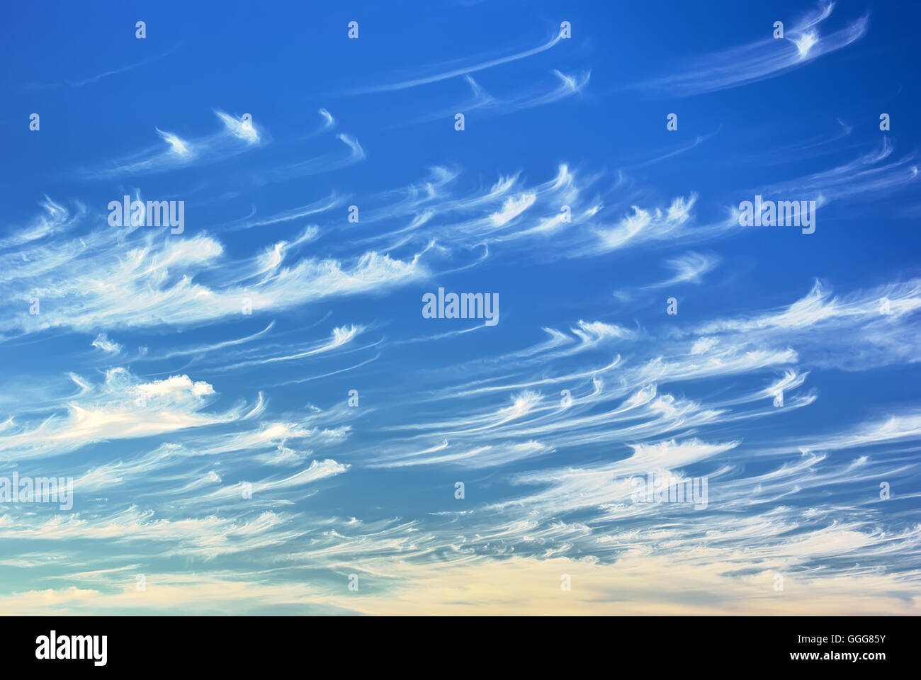 Tiefblauer Himmel am sonnigen Tag. Stockfoto