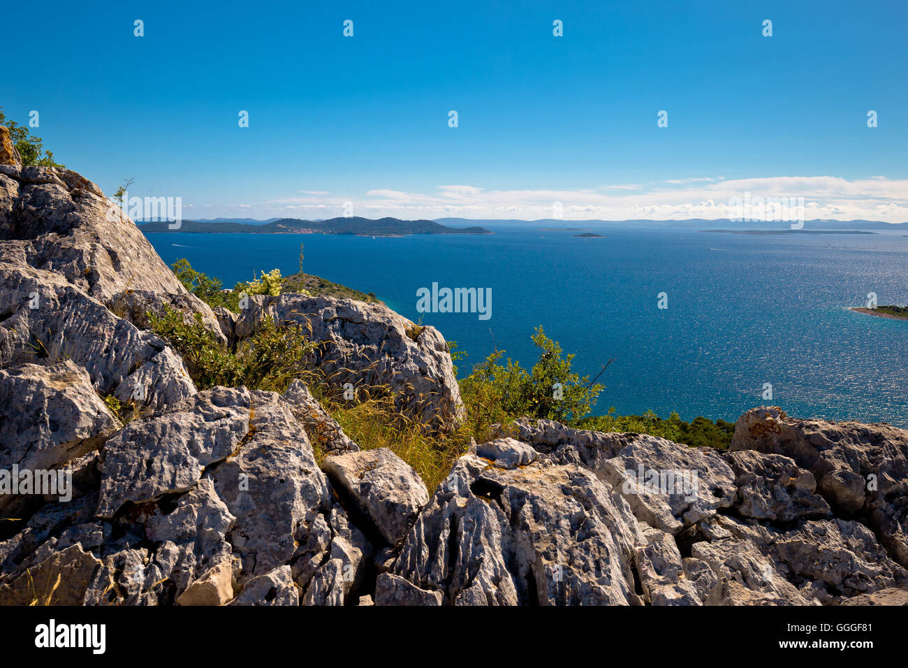 Kornati Nationalpark Archipel Ansicht, Dalmatien, Kroatien Stockfoto