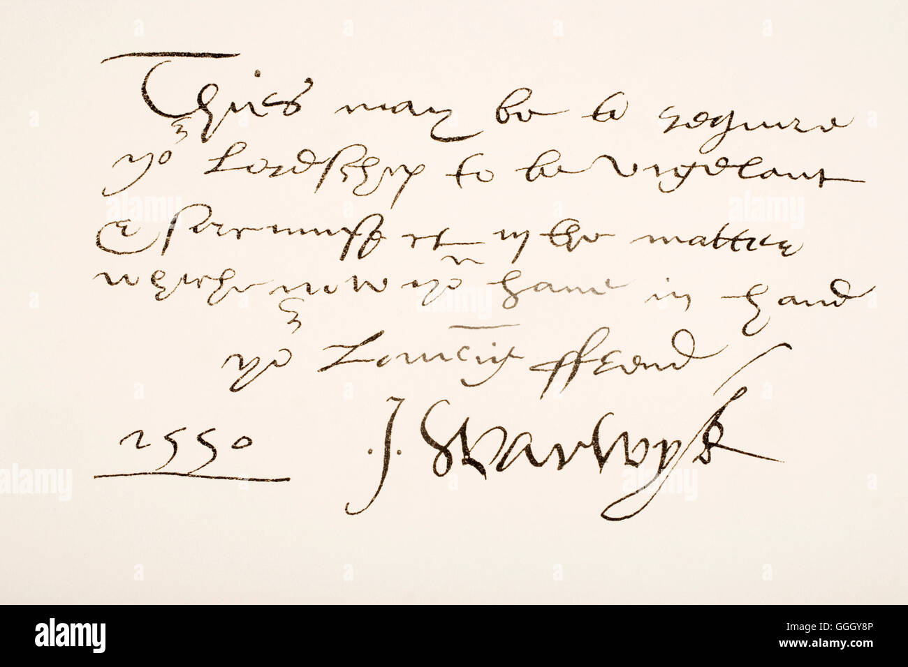 John Dudley, 1. Herzog von Northumberland, 1504-1553.  Englischen General, Admiral und Politiker.  Hand-Schriftprobe und Unterschrift. Stockfoto