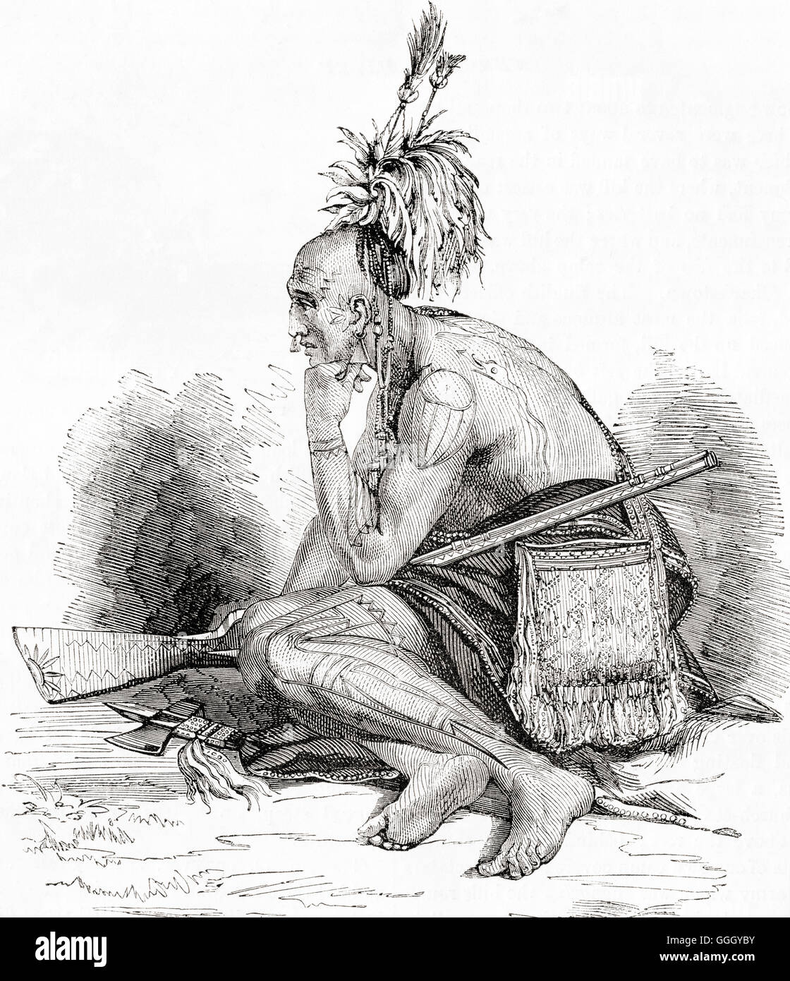Ein kanadischer Indianer im 18. Jahrhundert. Stockfoto