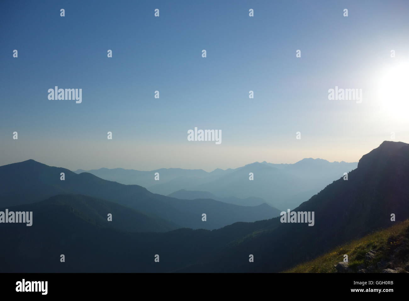 Abend Stimmung, Blick vom Rifugio San Remo, Ligurische Alpen, Italien Stockfoto