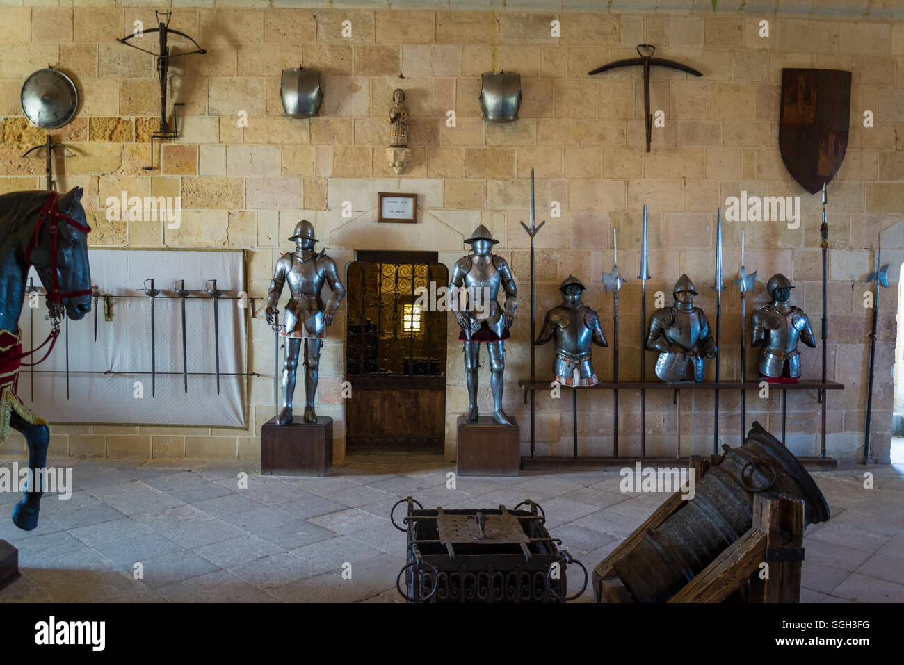 Zeughaus Zimmer, mittelalterliche Burg Alcazar, Segovia, Castilla y Leon, Spanien Stockfoto