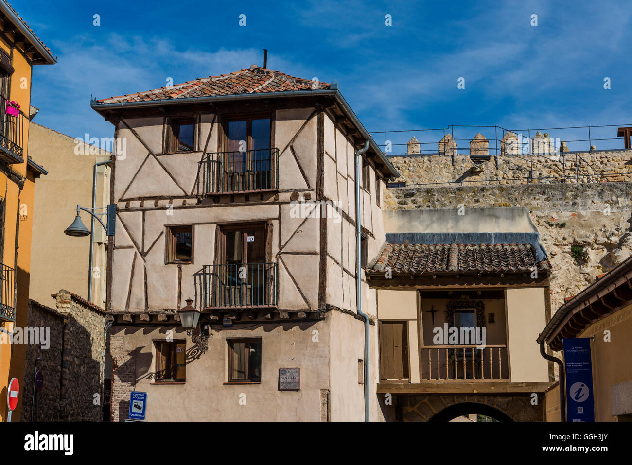 Haus im alten jüdischen Viertel, Segovia, Castilla y Leon, Spanien Stockfoto