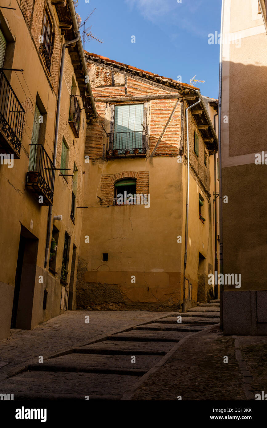 Straße im alten jüdischen Viertel, Segovia, Castilla y Leon, Spanien Stockfoto