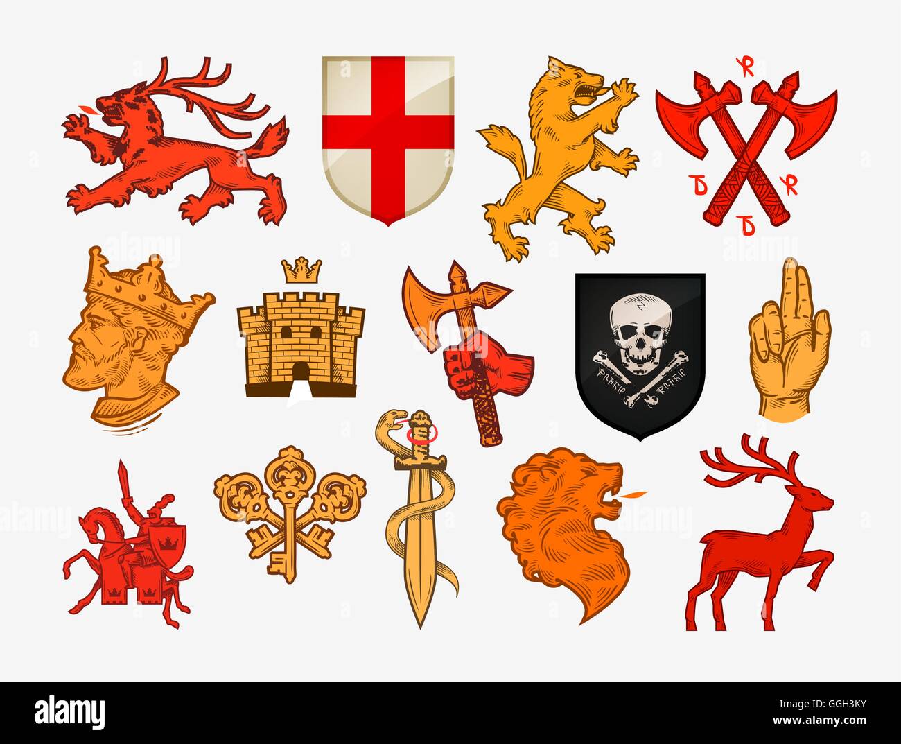 Mittelalterliche Symbole oder Icons. Sammlung-Vektor-logos Stock Vektor