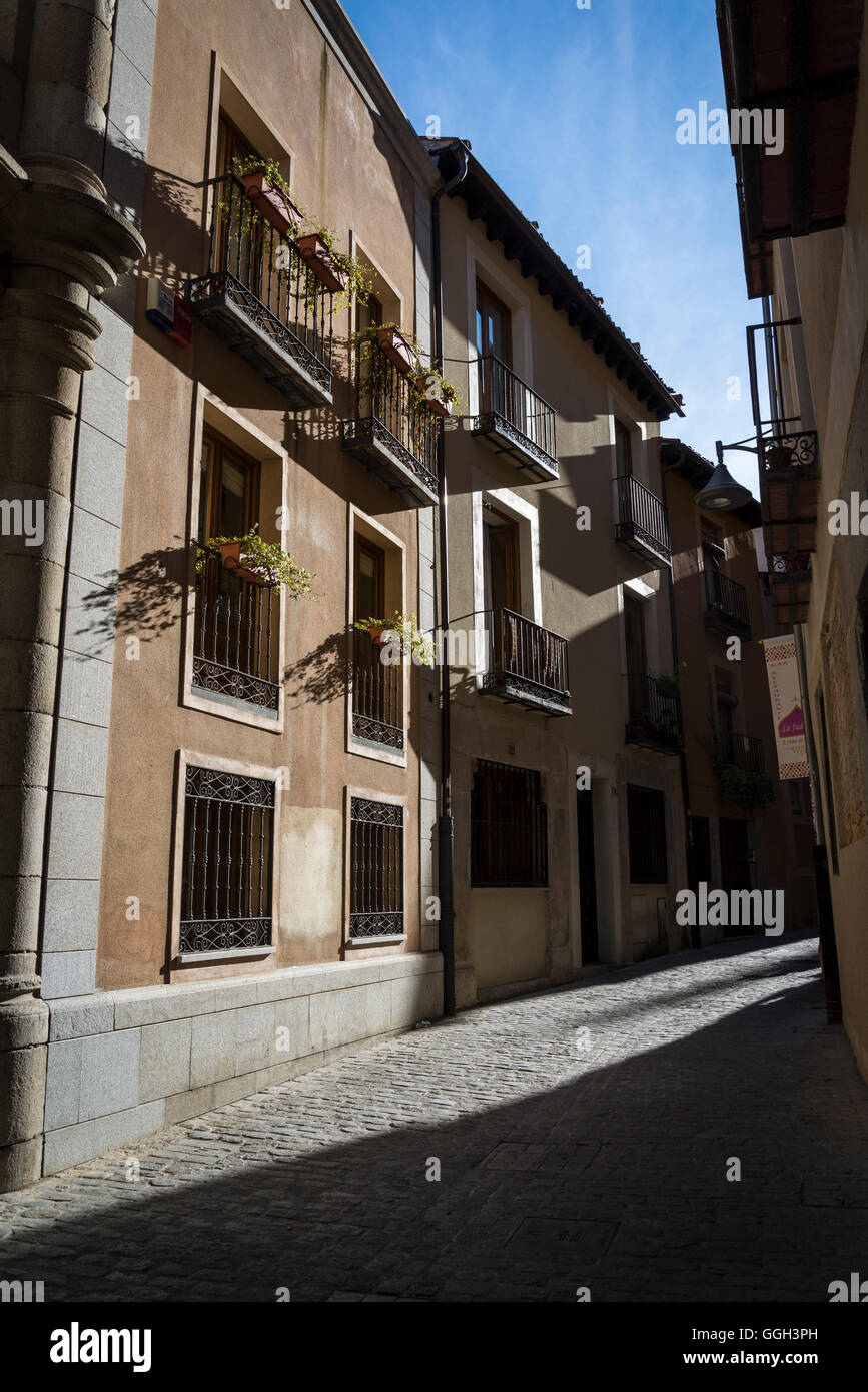 Straße im alten jüdischen Viertel, Segovia, Castilla y Leon, Spanien Stockfoto