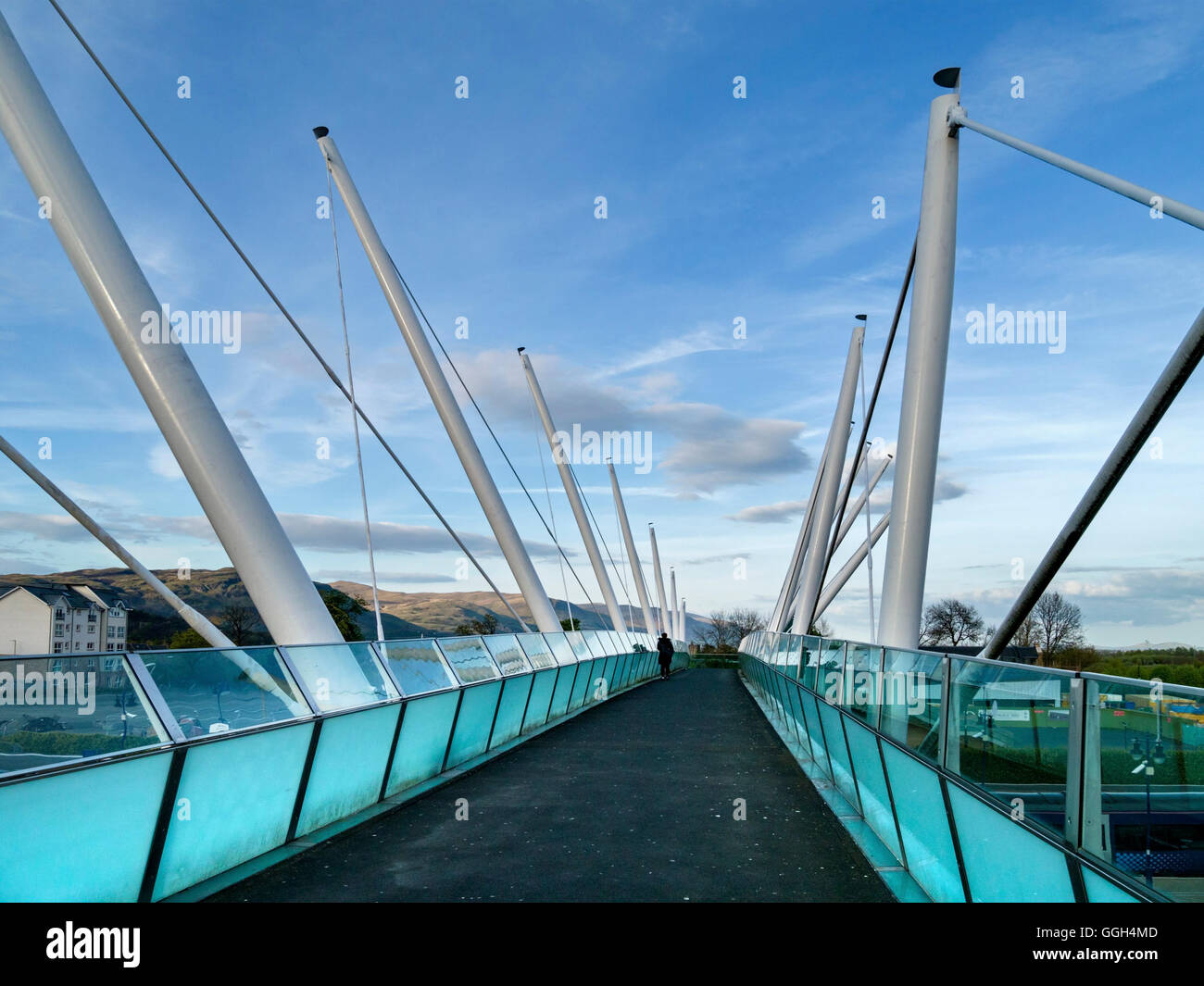 Forthside Fußgänger Fußgängerbrücke in Stirling, Schottland. Stockfoto