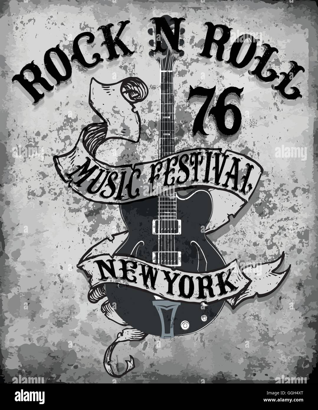 Rock ' n Roll Gitarre Grafikdesign Abschlag Vektor Plakatkunst Stock Vektor