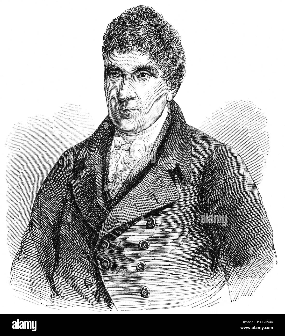 John Rennie (1761-1821) war ein schottischer Ingenieur, entwickelt viele Brücken, Kanälen und Docks und ist in der Regel mit der Erfindung einer Form von Dampf-Baggerarbeiten Maschine mit einer Kette von Eimern gutgeschrieben. Stockfoto