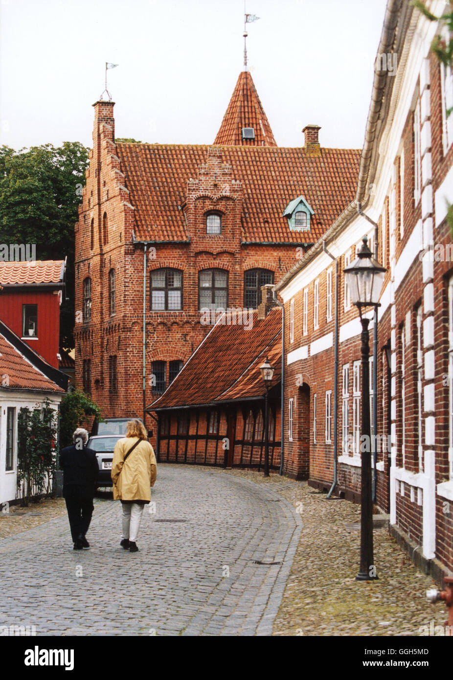 Die Stadt mit alten Gebäuden in Backstein Stockfoto
