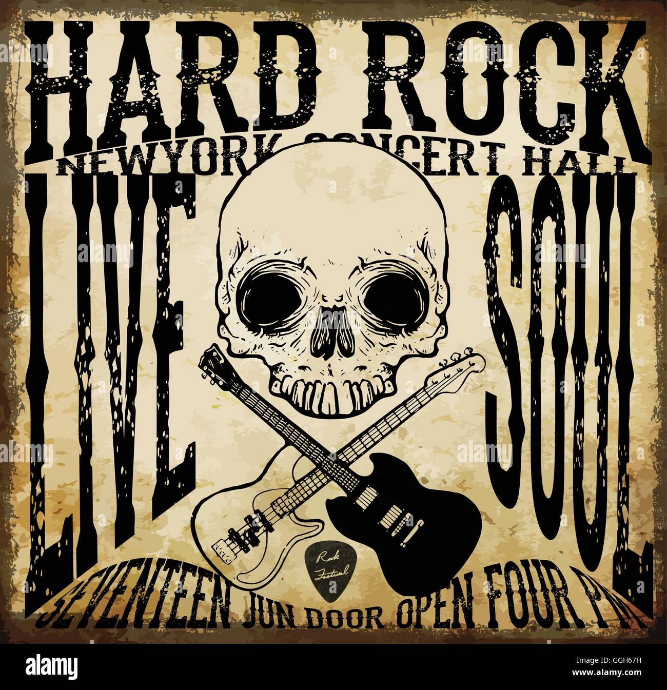 Hard Rock Vektor akustische Gitarre Icon Stock Vektor