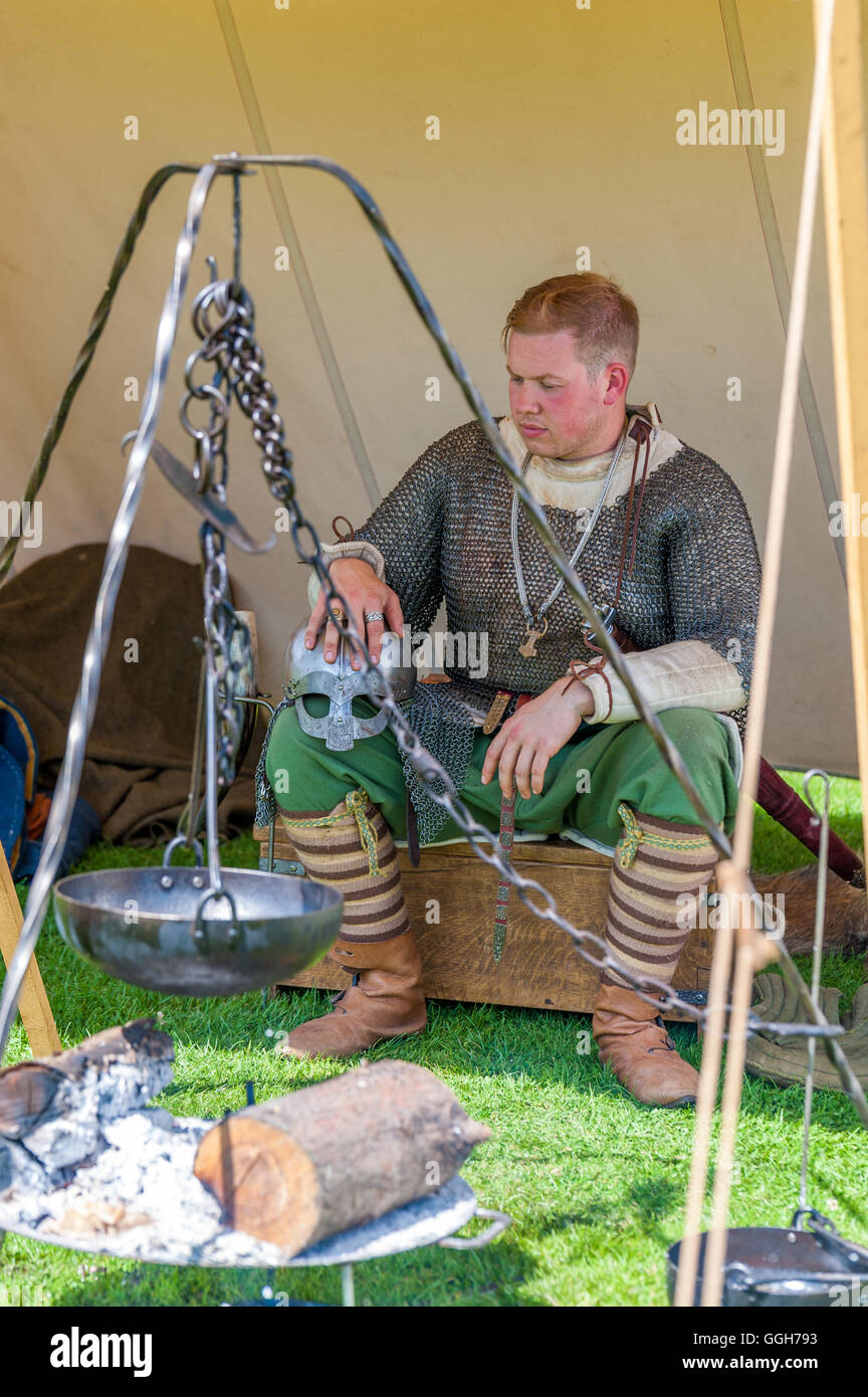 Schlacht von Wodensfield Re-Enactment August 5. 910 n. Chr. Die Schlacht von Tettenhall (manchmal genannt die Schlacht von Birmingham) Stockfoto