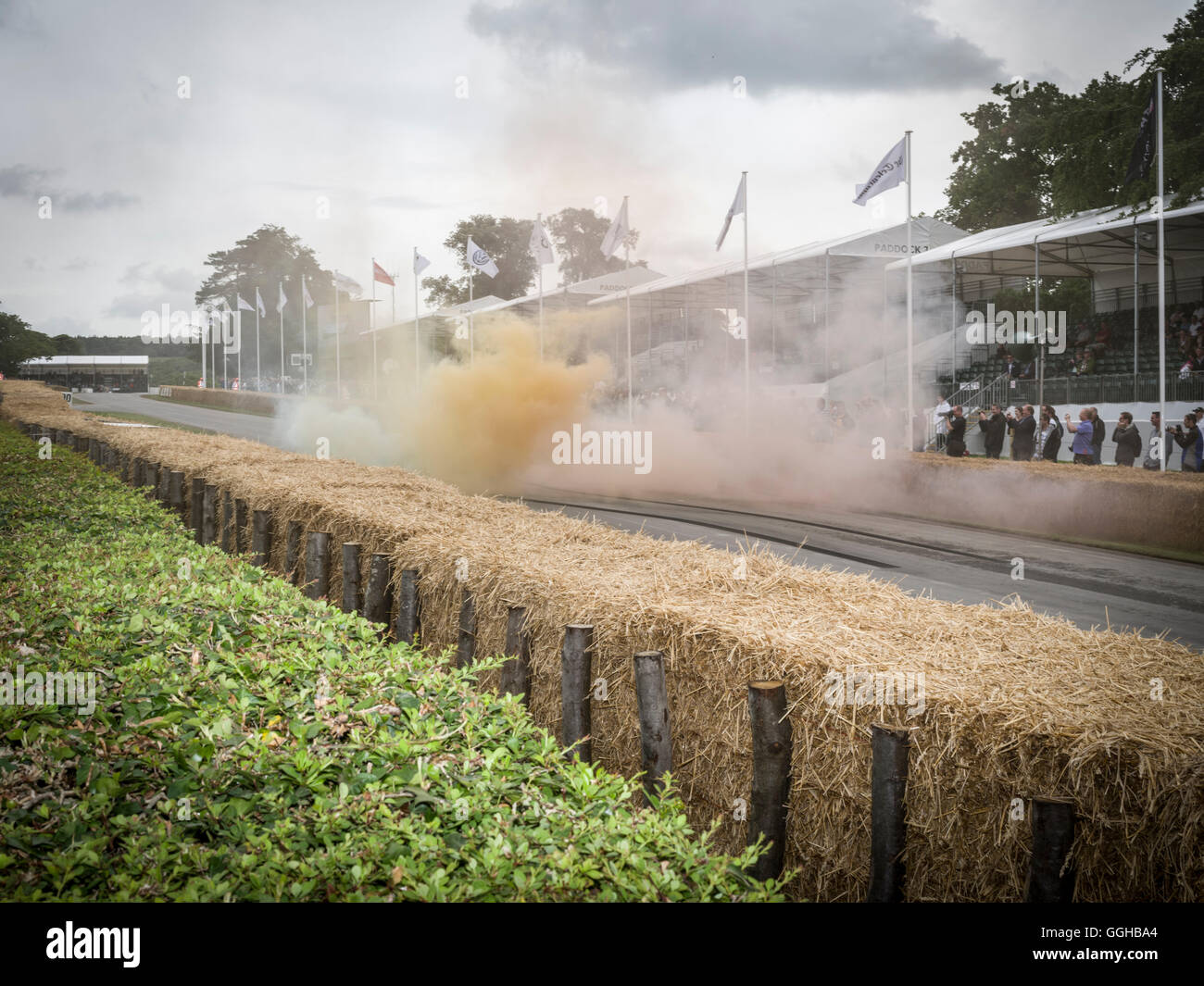 Burnout, Goodwood Festival of Speed 2014, Rennen, Autorennen, Oldtimer, Chichester, Sussex, Vereinigtes Königreich, Großbritannien Stockfoto