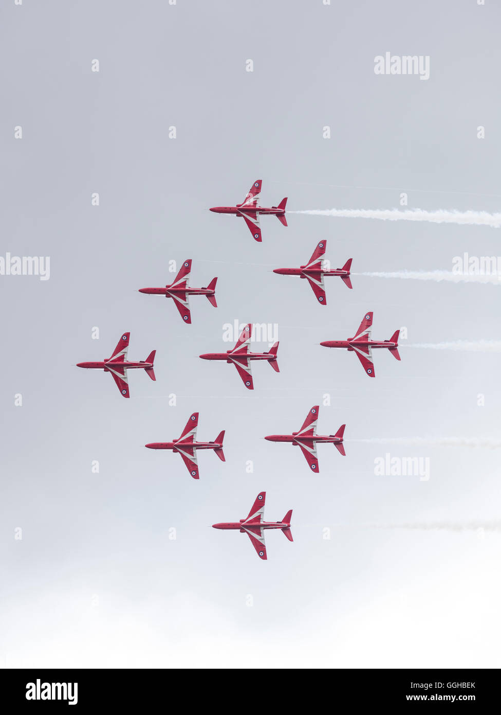 Royal Air Force, Kunstflugstaffel Red Arrows, Goodwood Festival of Speed 2014, Rennen, Autorennen, Oldtimer, Chichester, Sussex Stockfoto