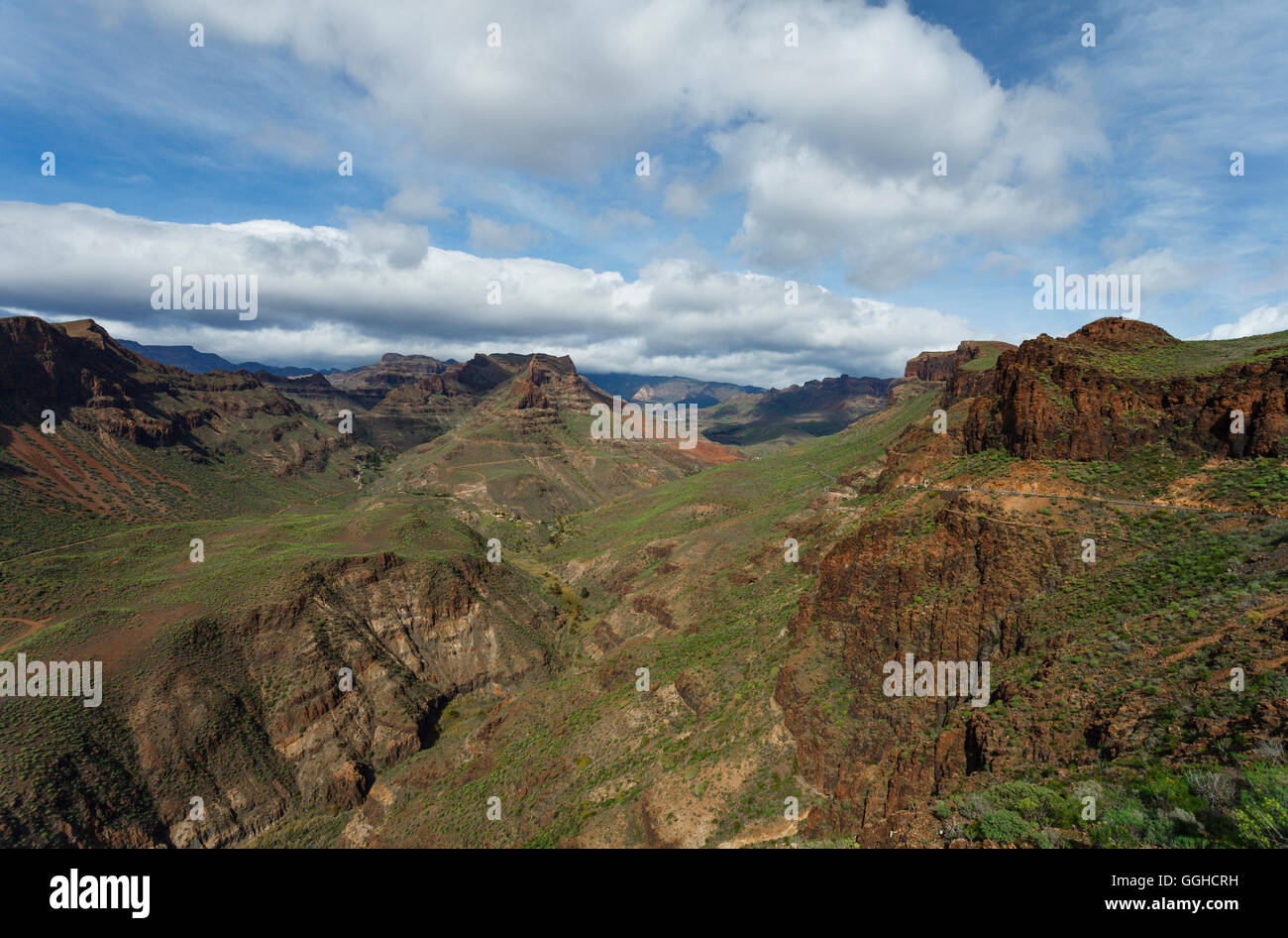 Barranco de Fataga, Canyon, Schlucht in der Nähe von Fataga, Gemeinde San Bartolome de Tirajana, Gran Canaria, Kanarische Inseln, Spanien, E Stockfoto