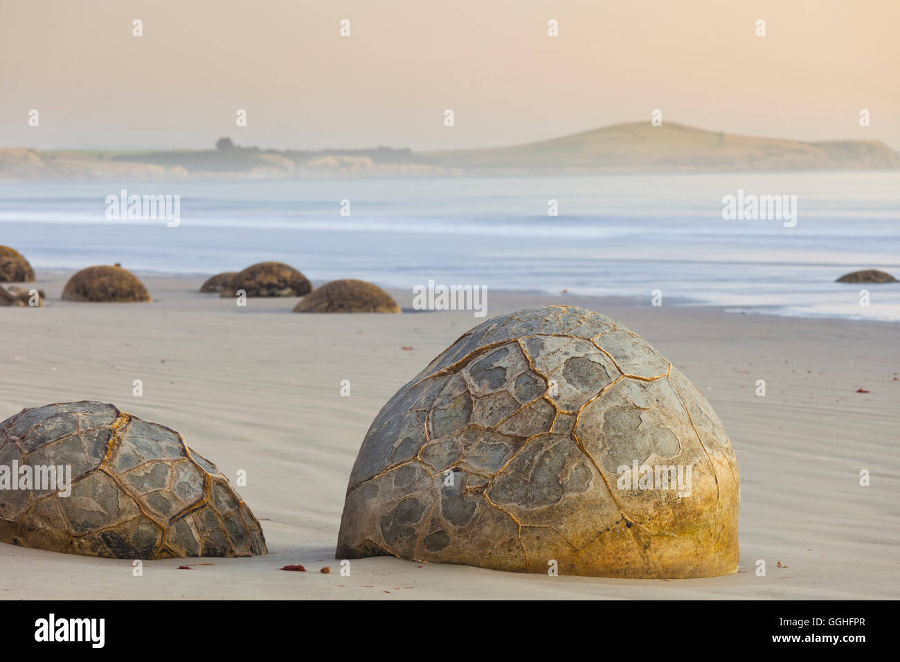 Moeraki Boulders, Otago, Südinsel, Neuseeland Stockfoto