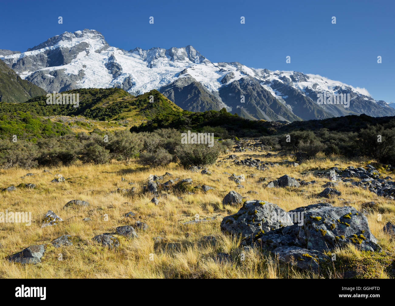 Mount Sefton, Mount Cook Nationalpark, Canterbury, Südinsel, Neuseeland Stockfoto