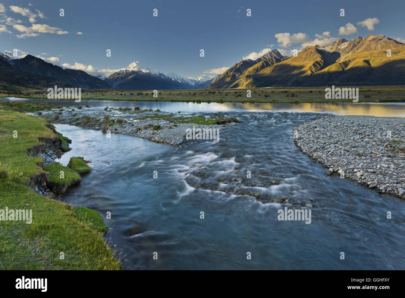 Aoraki, Tasman River, Mount Cook Nationalpark, Canterbury, Südinsel, Neuseeland Stockfoto
