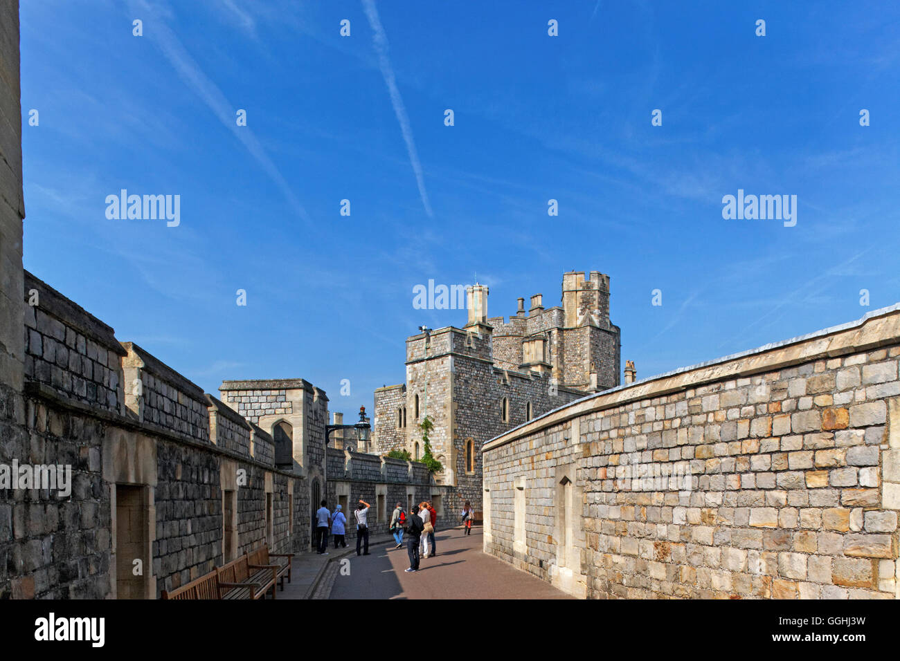 Gebäude an der mittleren Ward, Schloss Windsor, Windsor, London, England, Vereinigtes Königreich Stockfoto