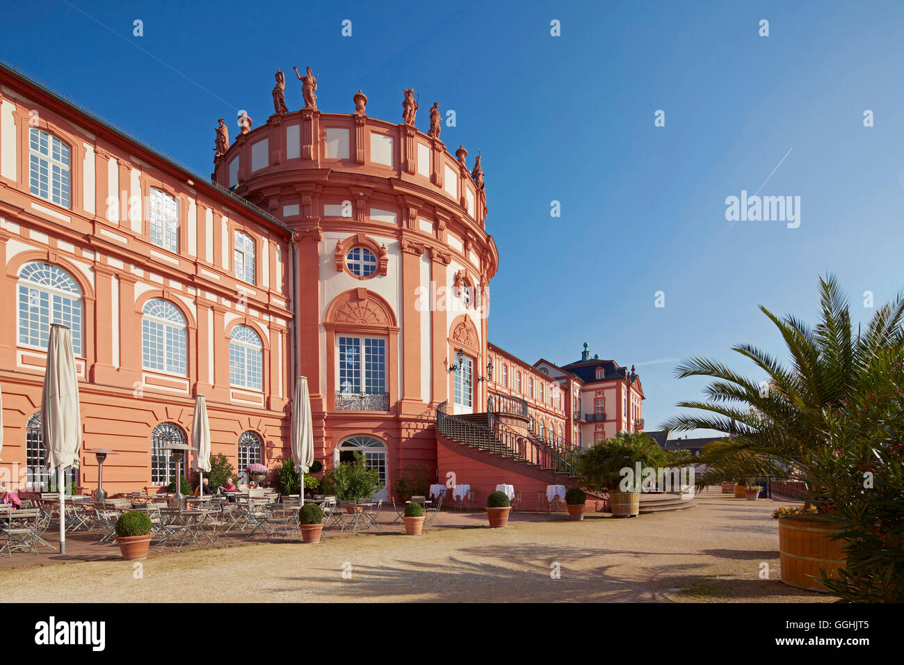 Biebrich Schloss, 18. Jahrhundert, Wiesbaden, Rhein, Mittelrhein, Mittelrhein, Hessen, Deutschland, Europa Stockfoto