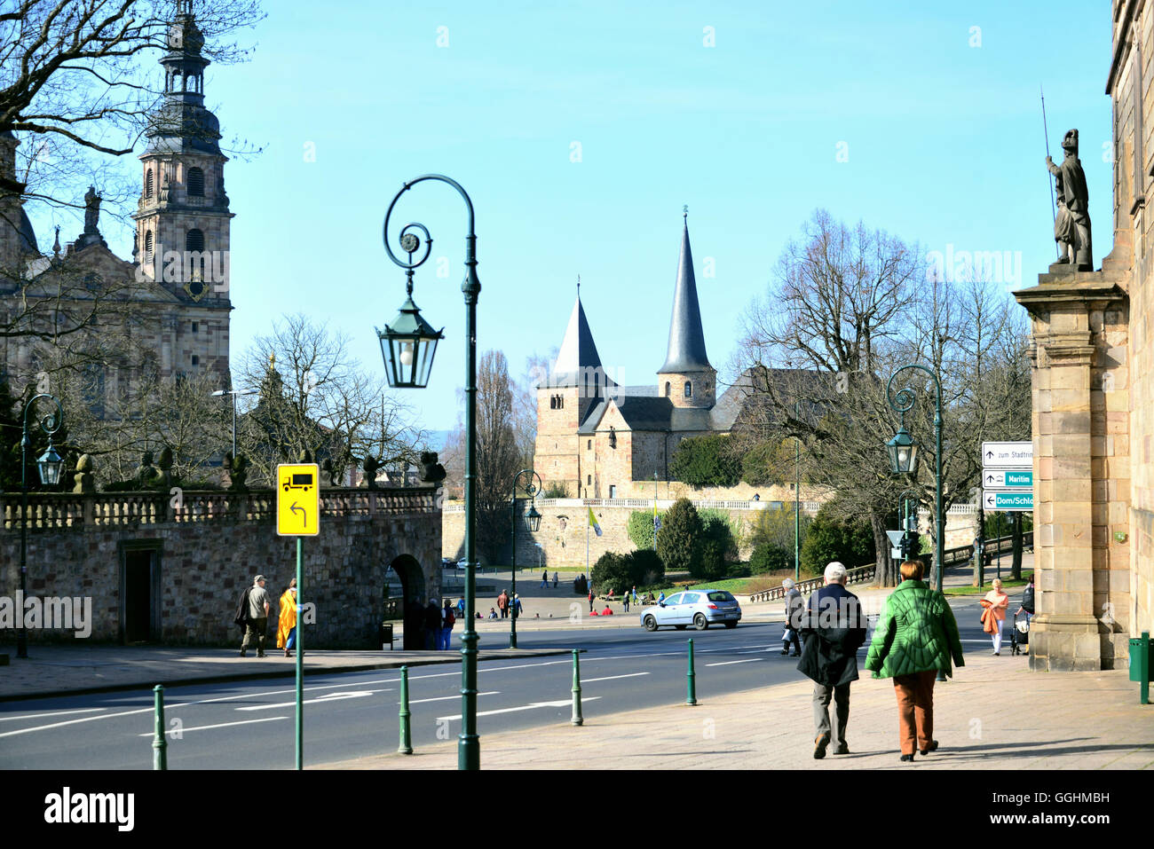 Domplatz mit Dom und St. Michael Kirche, Fulda, Hessen, Deutschland Stockfoto