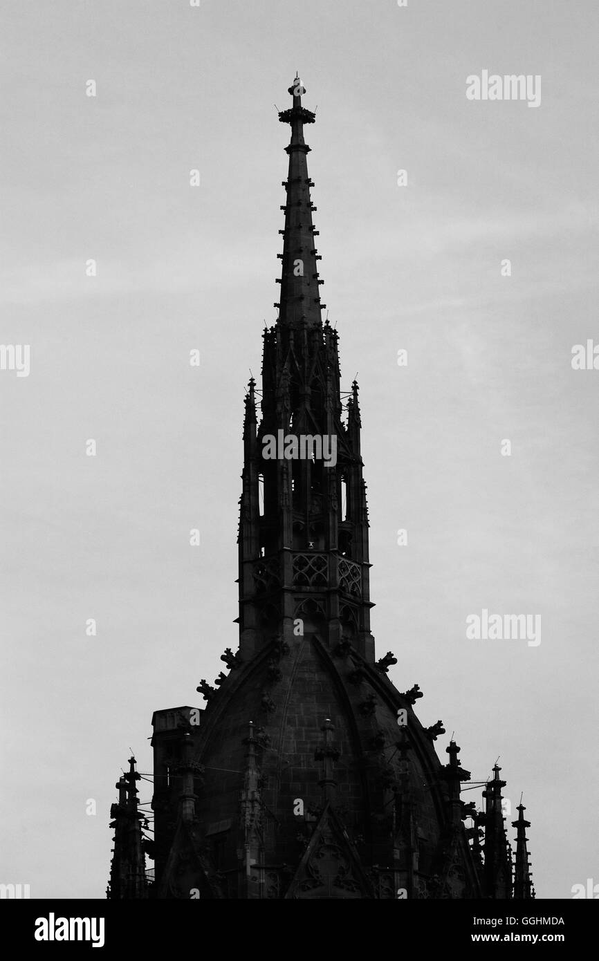 Spitze der Kathedrale St-Bartolomaeus Dom zu Frankfurt, Frankfurt Am Main, Hessen, Deutschland Stockfoto