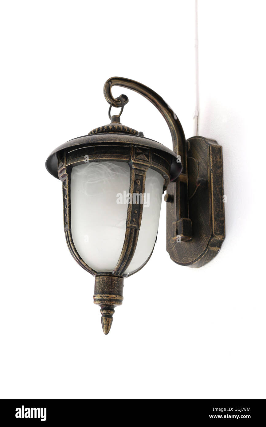 Antike Lampen von Vintage-Stil isoliert auf weißem Hintergrund. Stockfoto