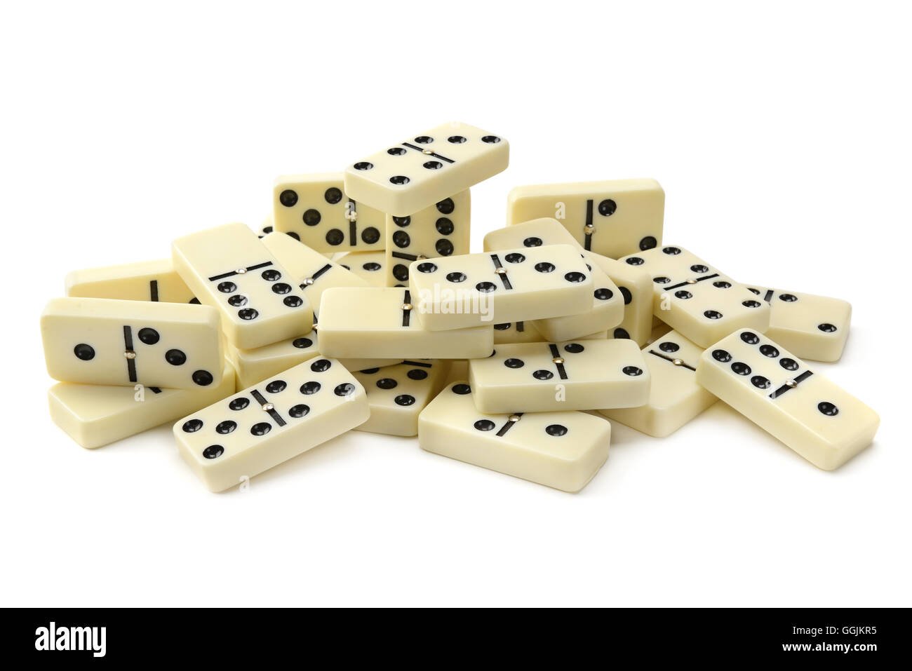Dominosteine isoliert auf weißem Hintergrund Stockfoto