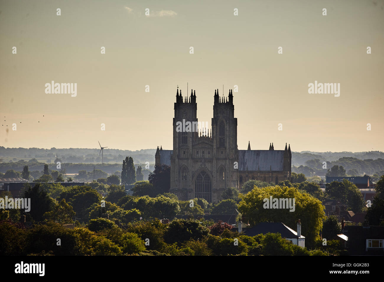 Beverley Minster in Beverley, East Riding of Yorkshire Landschaft Sonnenaufgang Exemplar gotische Geschichte historisch wichtige signifikante Stockfoto