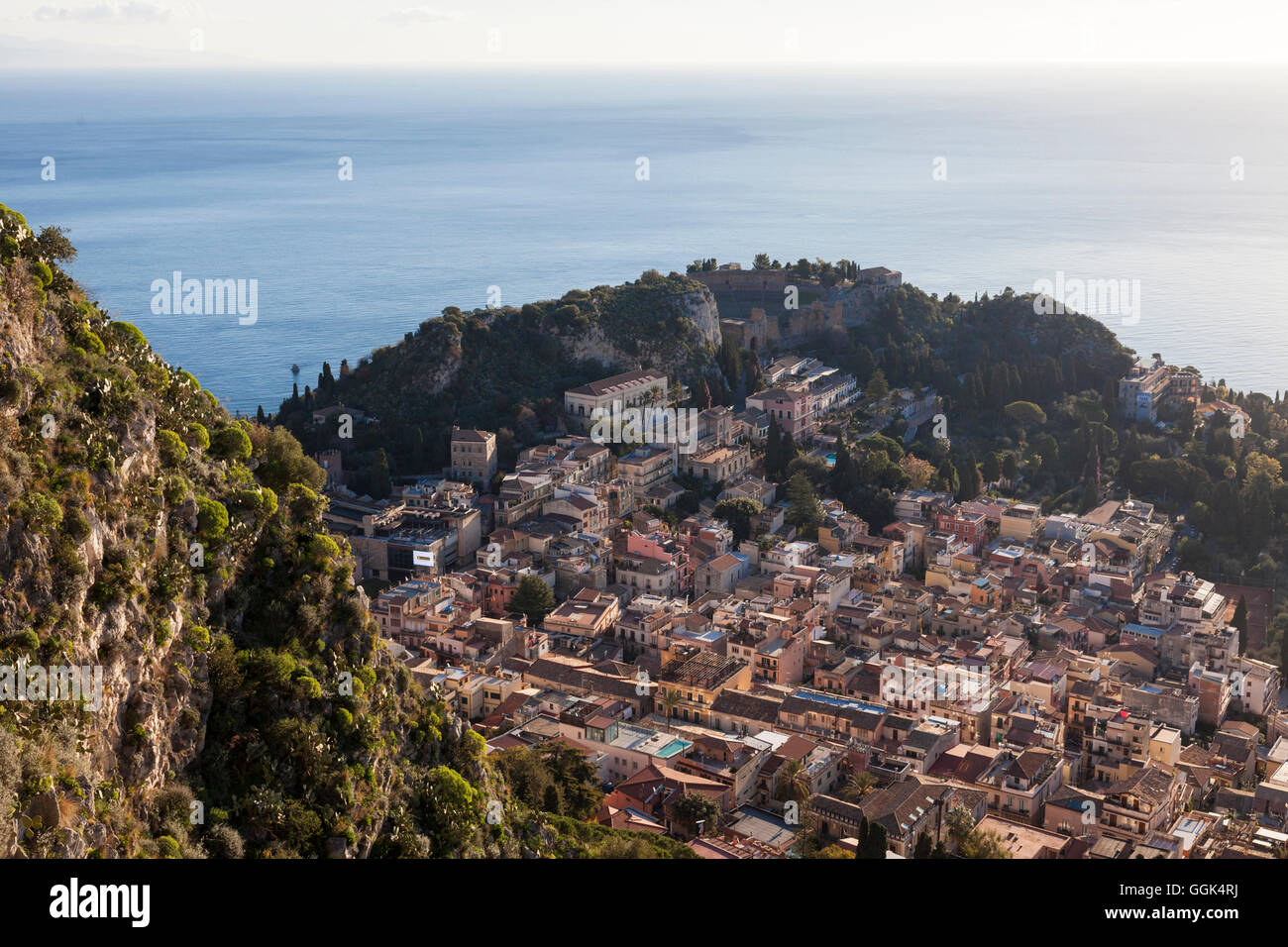 Blick auf Taormina, Messina, Sizilien, Italien Stockfoto