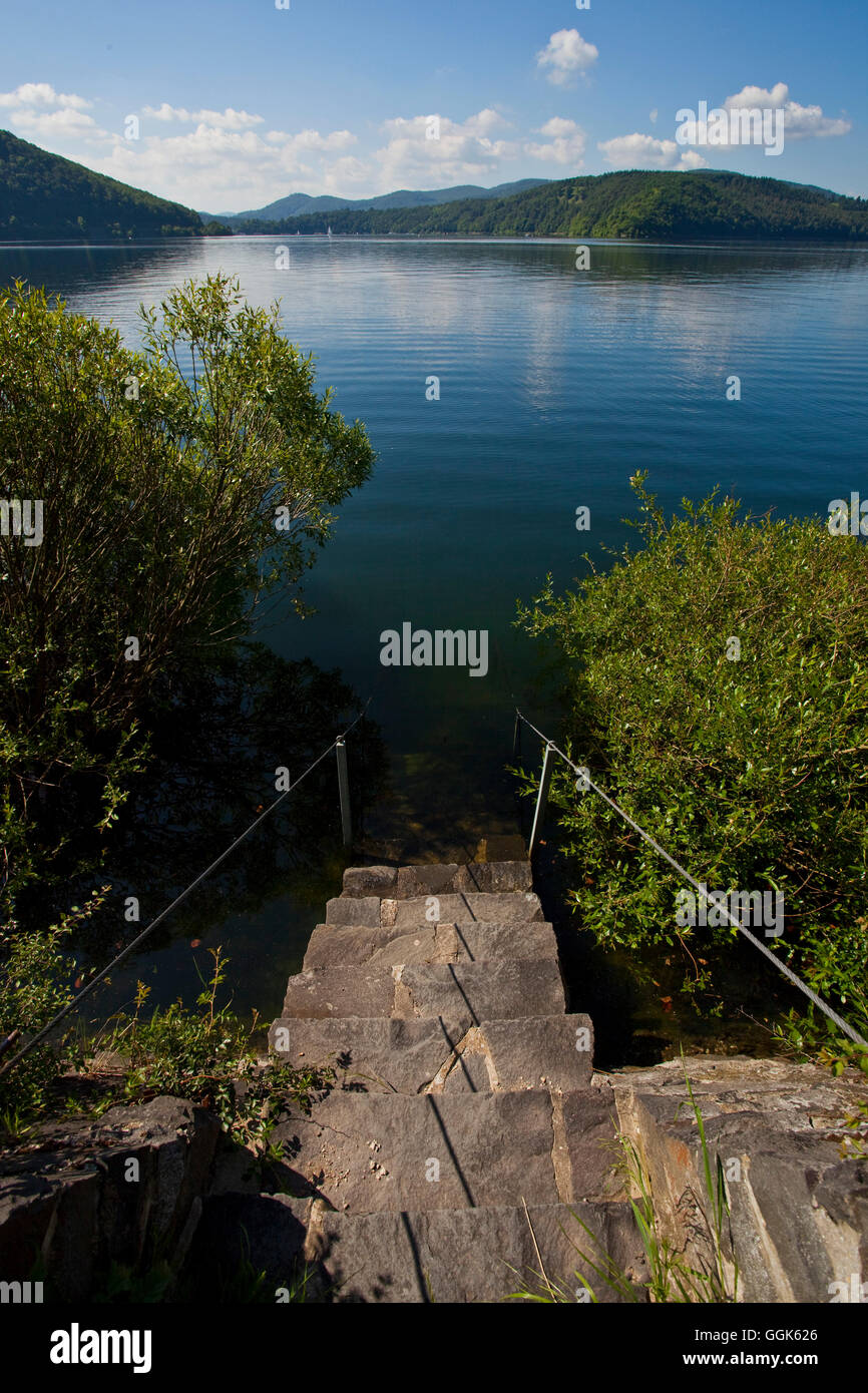 Stufen zum Ufer des Sees Edersee im Nationalpark Kellerwald-Edersee, See Edersee, Hessen, Deutschland, Europa Stockfoto