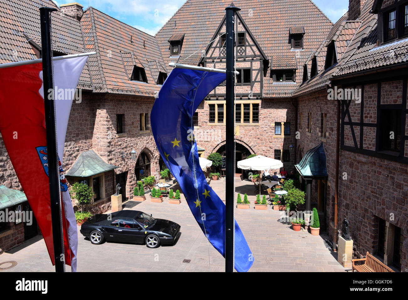 Hotel auf der Wartburg bei Eisenach, Thüringer Wald, Thüringen, Deutschland Stockfoto