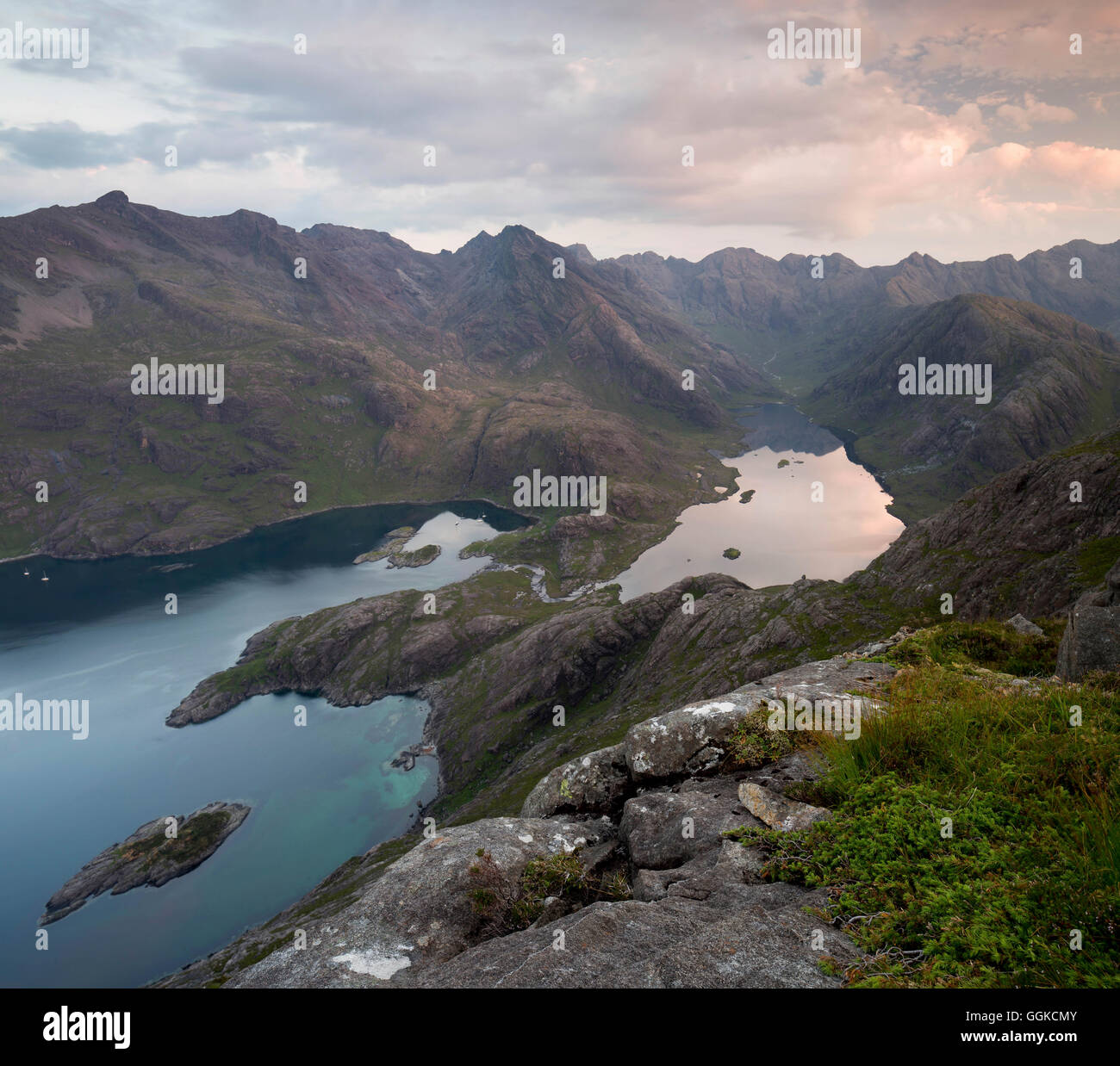 Loch Coruisk, Eilean Glas, Loch Na Cuilce, Isle Of Skye, innere Hebriden, Highland, Schottland, Vereinigtes Königreich Stockfoto