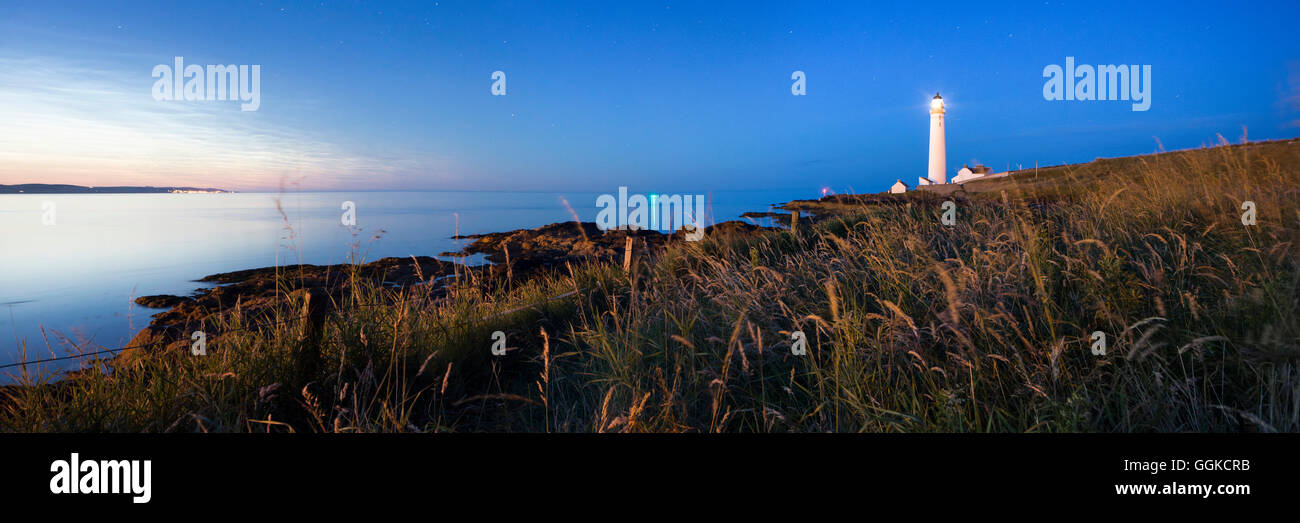 Scurdie Ness Leuchtturm im Abendlicht, Montrose, Angus, South Esk, Nordsee, Schottland, Vereinigtes Königreich Stockfoto