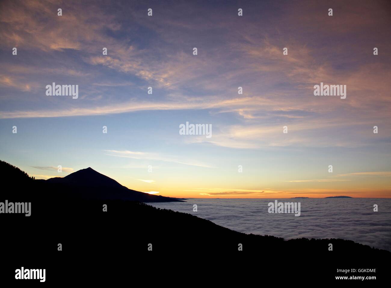 Sonnenuntergang am Teide, Teneriffa, Spanien Stockfoto