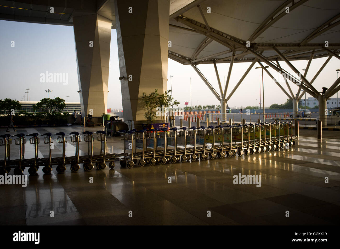 Gepäck Wagen außerhalb der New Delhi Indira Gandhi Internationaler Flughafen (Indien). © Jordi Boixareu Stockfoto
