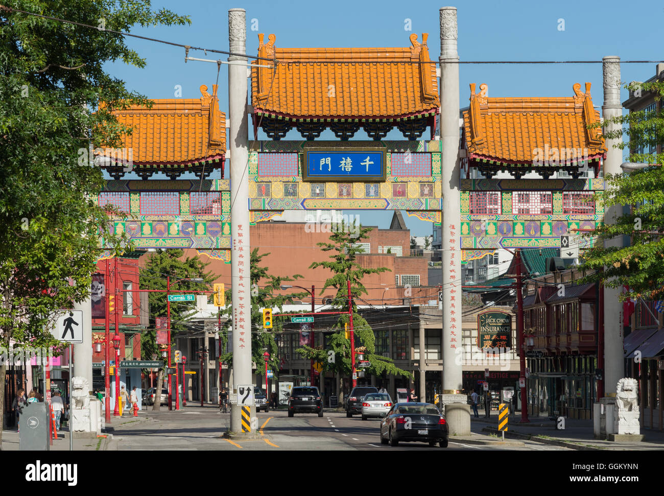 Tor von Vancouver China Town. Stockfoto