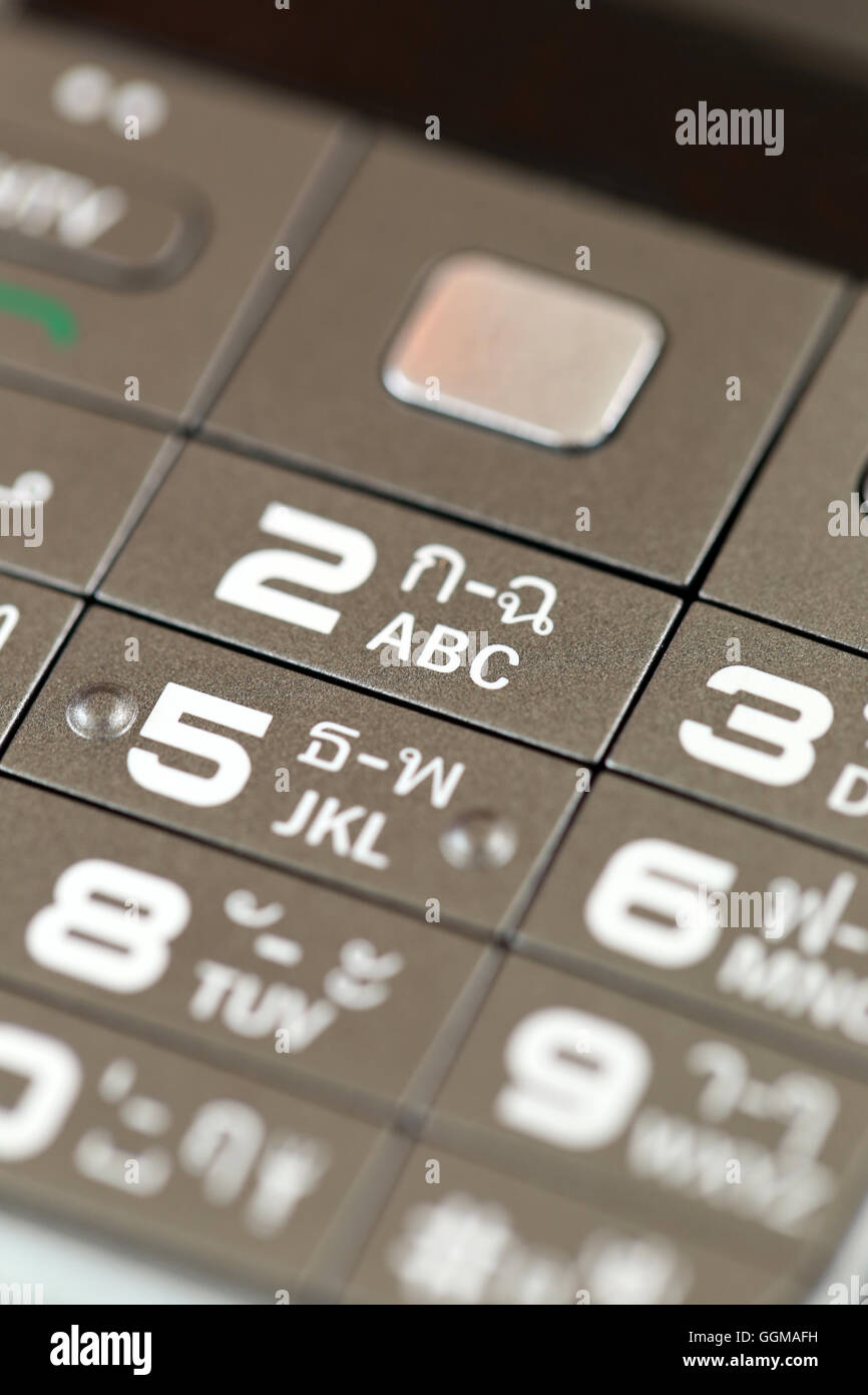 Tastatur des Handy-Nummer für ein Hintergrund-Design-Technologie. Stockfoto