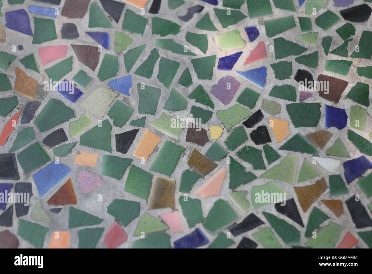 Oberfläche der Fliese diverse Farben Gehweg im öffentlichen Park für Hintergrund-Design. Stockfoto
