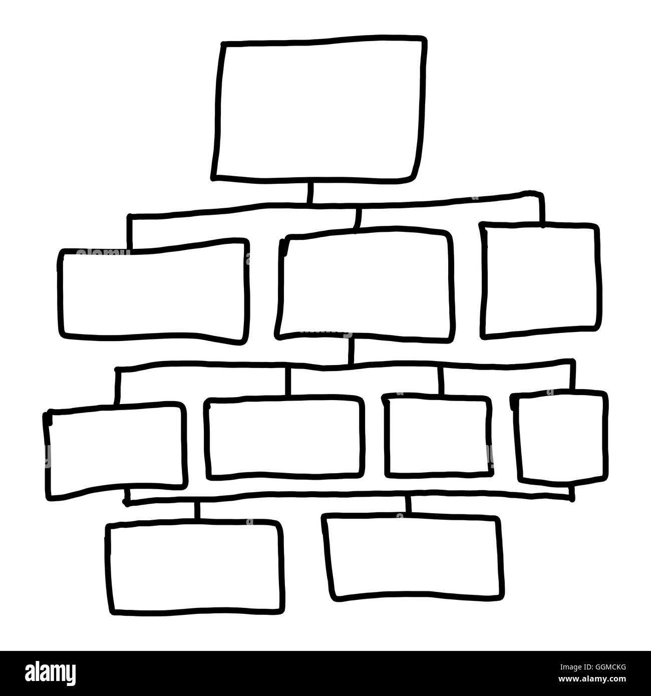 Handgezeichnete ein Grafiken Symbole geometrische Formen Diagramm Informationskonzept des Gewinns in der Wirtschaft oder System-Management auf Eingabe Stockfoto