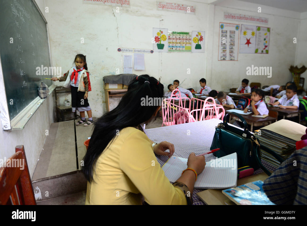 Schule in Vientiane, Laos, Asien Stockfoto