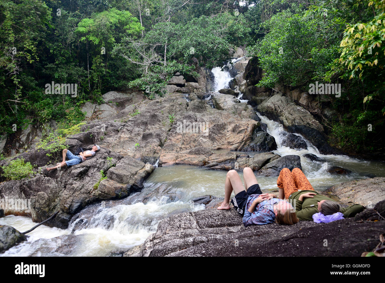 Thong Nai Pan Wasserfall in der Mitte der Insel Pha Ngan, Golf von Thailand, Thailand Stockfoto