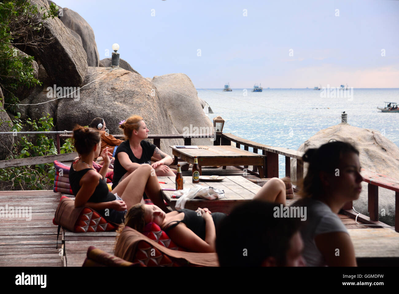 Bar am Strand von Chalok Ban Kao, Südküste, Insel der Tao Golf von Thailand, Thailand Stockfoto