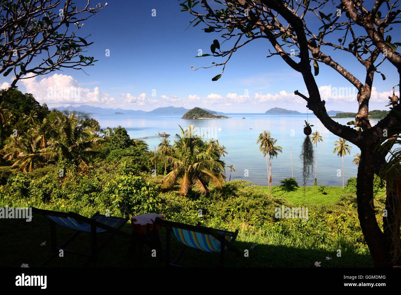 Blick von der Insel von Mak, Golf von Thailand, Thailand Stockfoto
