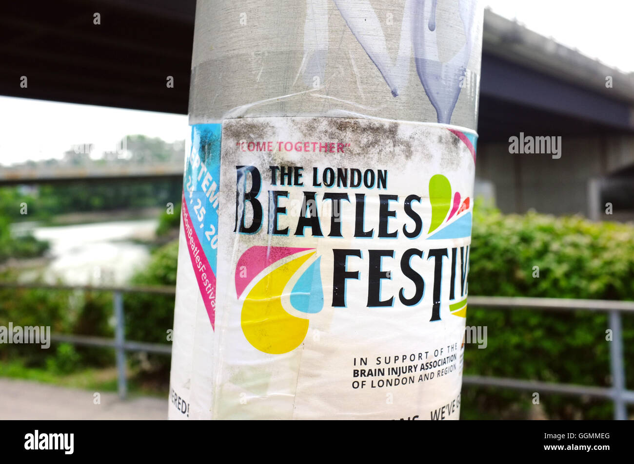 Eine Anzeige für die London Beatles Festival im kanadischen London, Ontario. Stockfoto