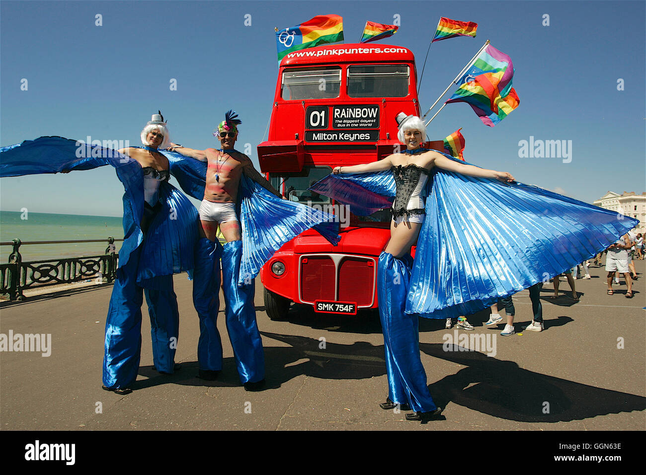 Brighton-Gay-Pride-Parade 2016. Teilnehmer feiern die LGBT-Lebensstil. Stockfoto